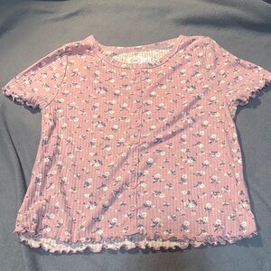 Wonder Nation Pink Floral Short Sleeve Tee